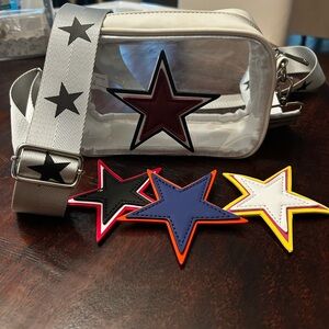 Vintage Havana Clear Crossbody Bag with Star Accents